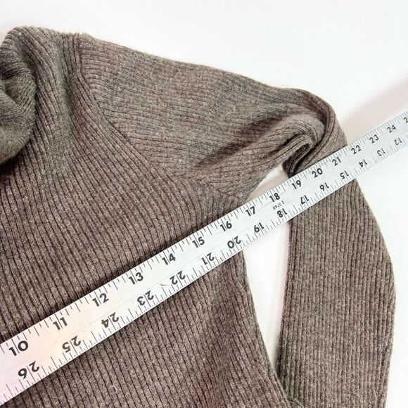 Monoreno Turtleneck Sweater Womens Small Brown Ribbed Front Zip Long Sleeve - Picture 5 of 9
